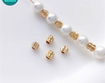 14k Gold Plated Brass Spacer Beads: 3.5mm Bracelet Spacers