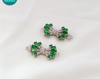 White Gold Plated Box Clasp,Cz Paved Push In Clasp,Necklace Clasp,Jewelry Making Supply,23x14mm