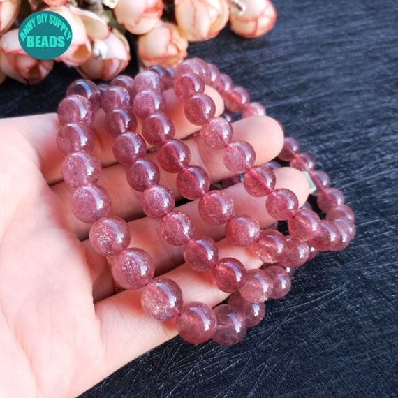 Natural Stone Beads 6 8 10mm Green Strawberry Quartzs Round Beads For  Jewelry Making DIY Bracelet Necklace 15