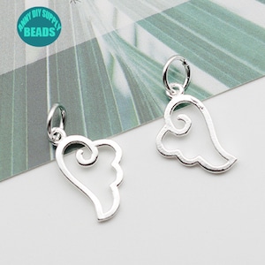 1/2/5/10PCS S925 Sterling Silver Wing Charm,Tiny Charm,Small Charm,earring charm,wing charm pendant