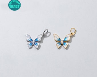 1/2/4/10/20PCS S925 Sterling Silver Butterfly Charm,Animal Charm,Small Silver Charm Pendant,earring Charm,Tiny silver Charm