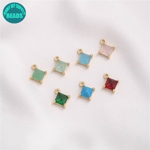 8mm 14k Gold Plated Diamond Charm,Necklace Charm,Earring Charm,Bracelet Charm,CZ Charm,CZ pendant,Necklace Charm
