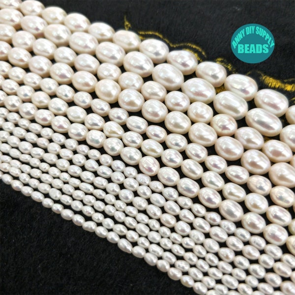 Freshwater Pearl,Rice Pearl Beads,Natural Pearl beads,5mm-8mm Full Strand