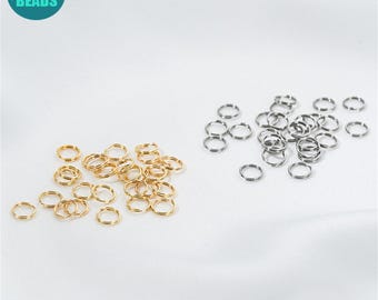 Stainless Steel Double Layer Open Rings: 14K Gold Plated DIY Connector Rings,3/4/5/6mm