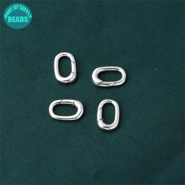 S925 Sterling Silver Spring Clasp,Oval Circle Spring Clasp,necklace clasps,Bracelet Clasp,,Silver Clasp,11.5x7.6mm