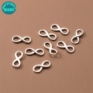 Connettore infinito in argento sterling massiccio S925, componenti per gioielli in argento, connettore in argento, connettore n. 8, ciondolo con connettore in argento