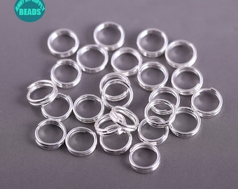 10/20/50PCS Anelli in argento sterling S925, connettore per anello in argento sterling massiccio, 4/5/6 / 8mm