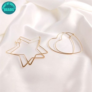 14k Gold Plated Earring Hooks,Gold Plated Ear Wire Hook,Earwire Hooks,Star Earring Hook,Heart Earring Hook