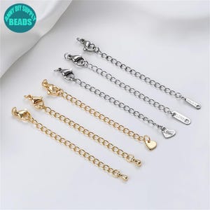 Stainless Steel Extension Chain with Lobster Clasp,Necklace End Chain,14K Gold Plated Stainless Steel Extender,Stainless Steel extensions
