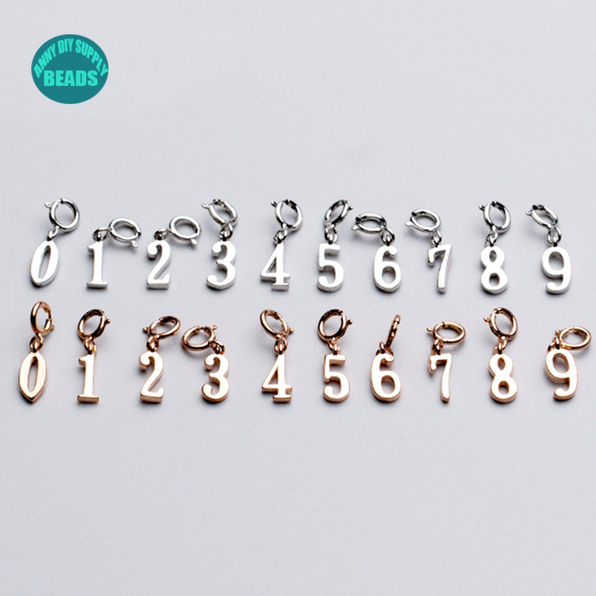 1 Box 200Pcs 10 Styles Number Charms Silver 0-9 Stainless Steel Hollow  Lucky Figures Pendants Bulk Metal Digital Beads for Jewelry Making Charms  DIY