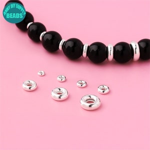 S925 Solid Sterling Silver Spacer beads,Sterling Silver Tiny Ring Spacer Beads,Silver Closed Rings,3-8mm