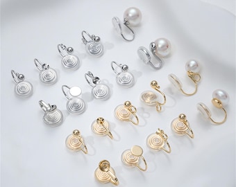 14k Gold Plated Clip On Earrings,Silicone  Earring Supply,No Piercing Earring Findings,Dot Earring,Earring Making