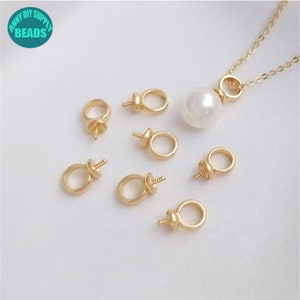 14k Gold Plated Brass Bails,Large Hole Pendant Bail,Pendant Bails,Glue On Bails