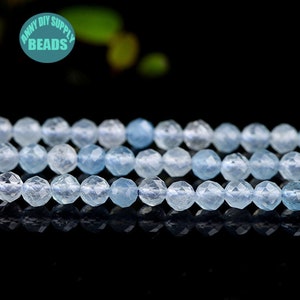 Genuine Natural Aquamarine faceted beads,Blue gemstone beads,Jewelry beads,faceted Aquamarine gemstone beads,Full Strand 2-4mm