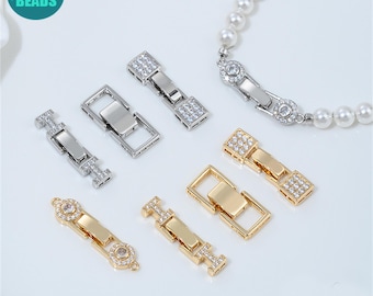 14K Gold Plated Brass Buckle Clasp,CZ Paved Square Clasp,Bracelet Clasp,Rectangular Clasp,DIY Jewelry Clasp