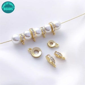 14k Gold Plated Bails,Jewelry Bails,CZ paved Pendant Holder,Gold Bails,Pendant Bail,CZ Paved Circle Bails,Bails For charm with Open Ring