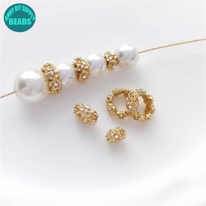 6/8/10mm 14k Gold Plated garland Large Hole Bead Spacers,Rondelle Beads,Necklace Pendant,Flower beads Spacers,Flower beads