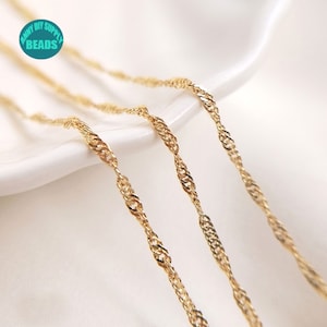 14K vergulde ketting, kettingketting, watergolfketting, 4K vergulde ketting, 1,5 mm