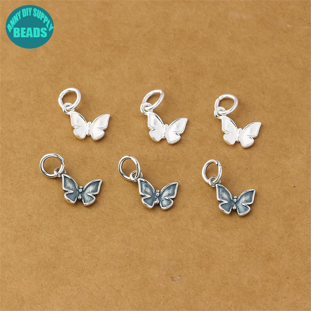S925 Sterling Silver Butterfly Charm,animal Charm,tiny Butterfly Charm