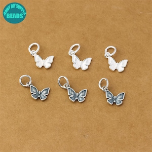 S925 Sterling Silver Butterfly Charm,Animal Charm,Tiny Butterfly Charm,Butterfly Jewelry Charms,Silver Butterfly,Bracelet Charms