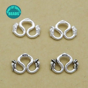 5/10/20PCS S925 Sterling Silver clasps,W Clasp,Sterling Silver Hook Clasp,silver Bracelet connector