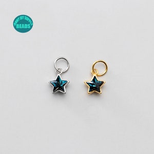 1/4/10PCS S925 Sterling Silver Star Charms,Tiny Star pendant,CZ Star Charm