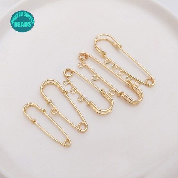 1/5/10/20/PCS 14K Real Gold Plated Brooch Supply,Brooch with Loop,Cloth Pin With Loop