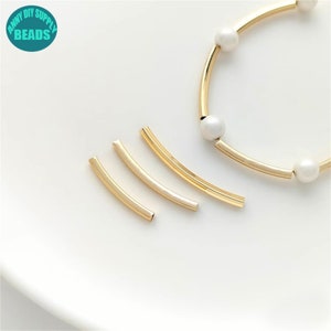 14k Gold Plated Brass Tube Beads,curved tube beads,Cubic Tube Beads,Metal Tube Beads,Jewelry making beads,craft beads