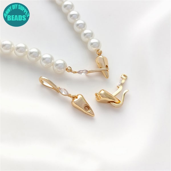 14K Gold plated Fish Hook Clasp,Heart Hook Clasp,hook and eye clasp,Necklace Clasp,Pearl Jewelry Clasp,Necklace clasp,bracelet clasp