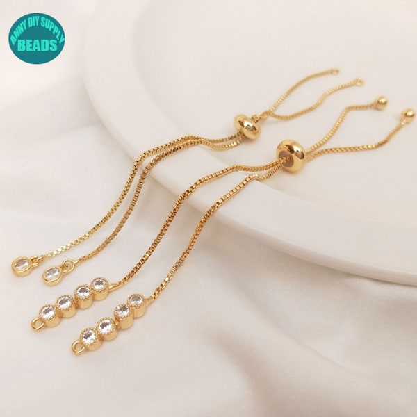 14K Gold Plated Brass adjustable Chain Extension,bracelet extender,gold bracelet adjustable Chain,Bracelet Extension Chain