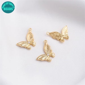 14k Real Gold Plated Brass Butterfly Charm,Gold Plated Charm,Butterfly pendant,Bracelet charm,Animal Charm,Necklace pendant