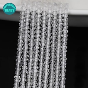 2x3mm Faceted Rondelle Clear Quartz Gemstone Beads,Tiny Faceted beads,Tiny Gemstone beads,Clear Quartz Gemstone Beads,Full Strand 15inch