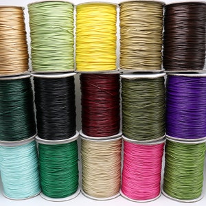 Cordón encerado de poliéster de 53 colores, 1mm, cuerda encerada de 160 metros para hacer pulseras, papel completo, Color negro, marrón, verde