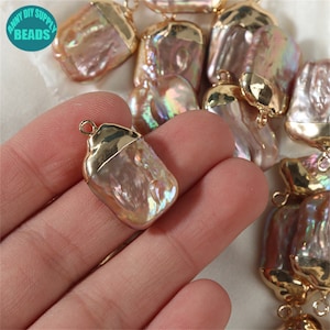 Baroque pearl necklace pendant,rectangle Shape Pearl pendant,Earring pendant,necklace charm,bracelet charm,pearl charm