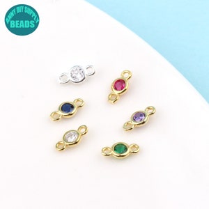 10/20PCS S925 Sterling Silver Round Zircon Connector Charm,Earring Connector,Jewelry Connector,Necklace Connector Charm,3.6mm