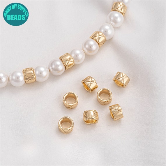 Separators For Beads 14K Gold Plated Spacer Metal Round Beads For
