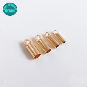 14k Gold Plated Cord End Caps,End Caps,Cord Ends,Necklace End Caps,Leather Cord End Caps