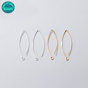 S925 Solid Sterling Silver Earring Hook,Sterling Silver Wire Earring Hook,V Shape Earring Wire Hook,Jewelry Making Supply