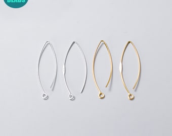 S925 Sterling Silver V-Shape Earring Hooks: Jewelry Making Supply