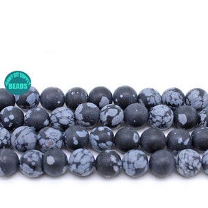 4/6/8/10/12mm Natural Matt Snowflake Obsidian beads,Gemstone Round Beads 15&quot; Strand