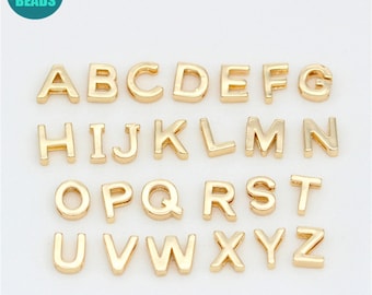 Cuentas de letras de latón chapadas en oro de 14k, dijes de letras, colgantes de letras, letras del alfabeto, cuentas para hacer joyas