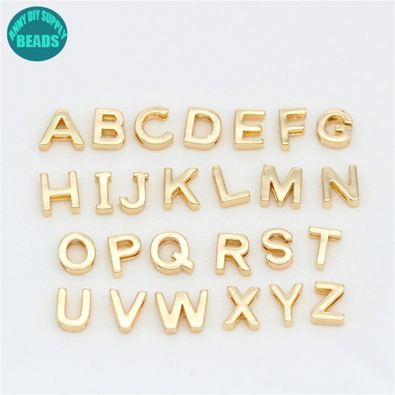 Gold alphabet letter beads for bracelet and jewelry making