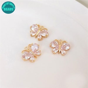 14k Gold Plated Butterfly Charm,Butterfly pendant,CZ pendant,Necklace pendant,Earring charm,14.5x12mm