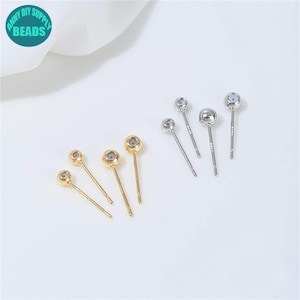3/4mm 14K Gold Plated Dot Earring Stud,Rubber Dot Earring Stud,DIY Earring Making Supply,Jewelry supply Shop image 1