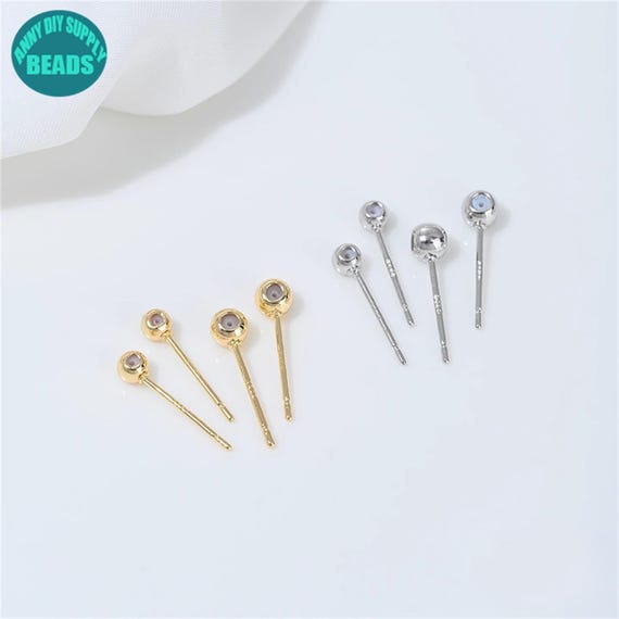 3/4mm 14K Gold Plated Dot Earring Stud,Rubber Dot Earring Stud,DIY Earring Making Supply,Jewelry supply Shop