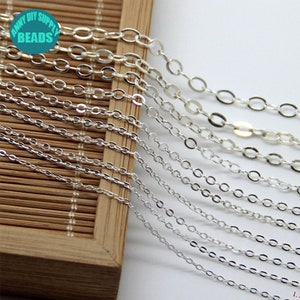 1.3/1.5/1.7/2.0/2.5/3.0mm S925 Sterling Silver Chain,Flat O Shape Chain,Cable Chain Necklace,Bulk Chain,Silver Chain,Wholesale Chain