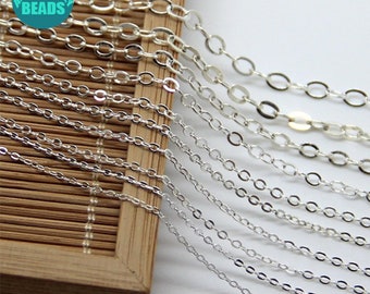 1.3/1.5/1.7/2.0/2.5/3.0mm S925 Sterling zilveren ketting, platte O-vorm ketting, kabel ketting ketting, bulk ketting, zilveren ketting, groothandel ketting