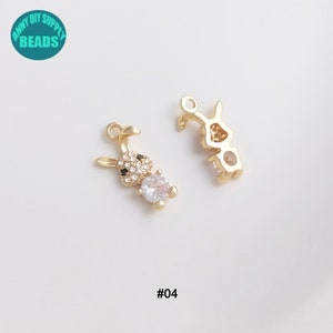 14k Gold Plated Rabbit Charm,gold Bear Charm,bunny Charm,easter Charm