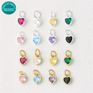 CZ Sterling Silver Heart Charm: Tiny S925 Pendant (5.2mm)