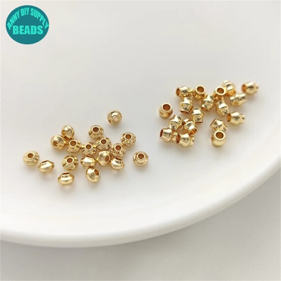  200 PCS Gold Beads for Bracelets 4mm Smooth Round Gold Spacer Beads  Bracelet Filled Beads 14k Small Gold Beads for DIY Layered Necklace Beads  Bracelet Jewelry Making Accessories